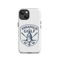 AnnapolisGolf iPhone Tough Case featuring logo with golf clubs and ball design, ideal for golfers seeking style and protection.