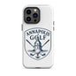 Annapolis Golf iPhone Tough Case featuring logo with golf clubs and iconic building design.
