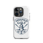 AnnapolisGolf iPhone tough case featuring a logo with golf crossed clubs and the Annapolis skyline design.