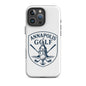 Annapolis Golf iPhone tough case featuring logo with golf clubs and a castle design.