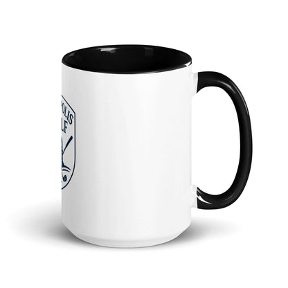 Golf mug with color inside on a golf course background